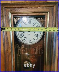 Vintage Howard Miller Wood Westminster Chime Wall Clock Model Tested