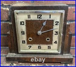 Vintage Icoinic Art Deco German Haller Oak Westminster Chime Mantle Clock