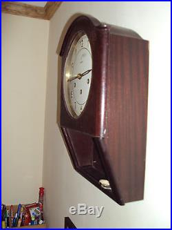 Vintage Junghans Art Deco Westminster chime wall clock running needs lower glass