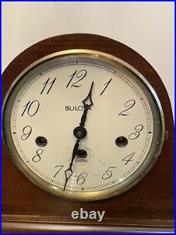 Vintage Key Wind Bulova Westminster Chime Mantle Clock 18x 9.25x 4.75 Works
