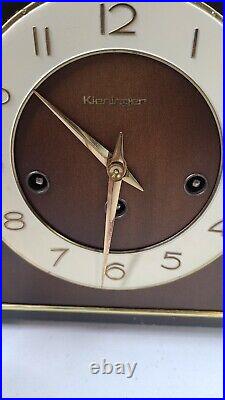 Vintage Kieninger Mantel Clock With Key West Germany Wood Chimes Every Quarter