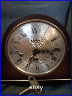 Vintage Kieninger Mantle Clock 3 Key Hole Westminster Chime Germany 16 X 9