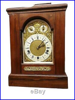 Vintage Large Lenzkirch Mahogany 8 Day Table Clock with Westminster Chimes