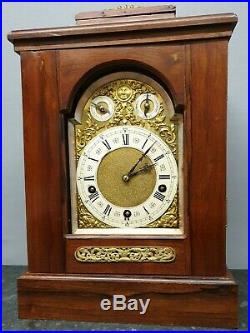 Vintage Large Lenzkirch Mahogany 8 Day Table Clock with Westminster Chimes