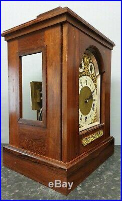 Vintage Large Lenzkirch Mahogany 8 Day Table Clock with Westminster Chimes