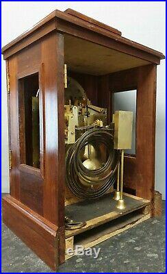 Vintage Large Lenzkirch Mahogany 8 Day Table Clock with Westminster Chimes