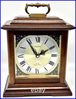 Vintage Linden Triple Chime Quartz Mantel Clock Wooden With Brass Details