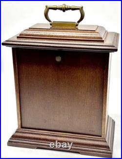 Vintage Linden Triple Chime Quartz Mantel Clock Wooden With Brass Details