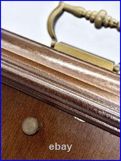 Vintage Linden Triple Chime Quartz Mantel Clock Wooden With Brass Details