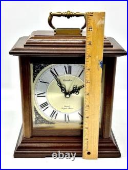 Vintage Linden Triple Chime Quartz Mantel Clock Wooden With Brass Details