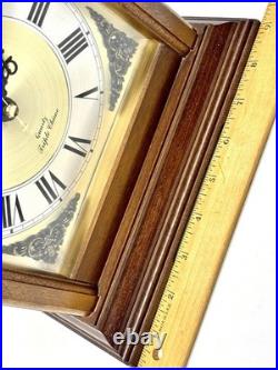 Vintage Linden Triple Chime Quartz Mantel Clock Wooden With Brass Details