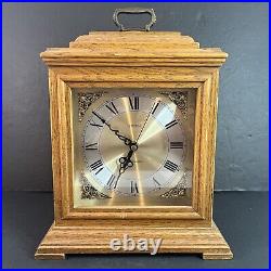 Vintage Linden Westminster Chime Mantel Clock Brown Light Wood Roman Num Works