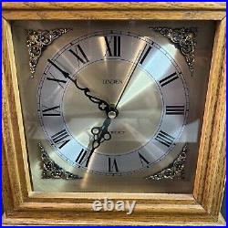 Vintage Linden Westminster Chime Mantel Clock Brown Light Wood Roman Num Works