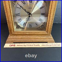 Vintage Linden Westminster Chime Mantel Clock Brown Light Wood Roman Num Works