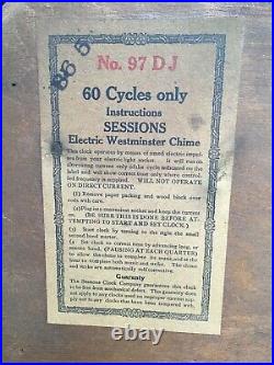 Vintage Mantel Clock Sessions Westminster Chime Mantel Wood Electric 97 DJ 60