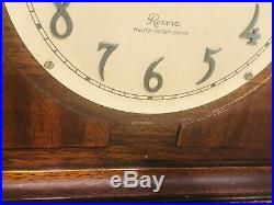 Vintage Mantle Clock Wood Telechron REVERE Westminster Chime WORKS Glass Door