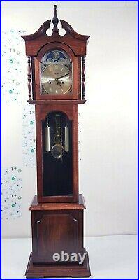 Vintage Marquetry Style Westminster Chime Lincoln Longcase Grandmother Clock