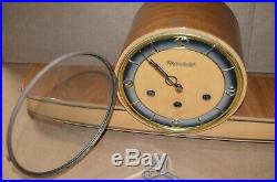 Vintage! Mid Century Modern Anker Westminster Chiming Mantel Clock with Key