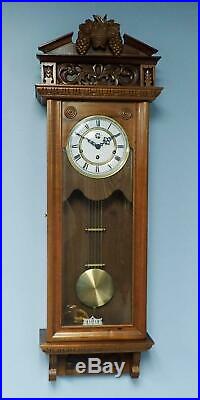 Vintage Modern German Westminster Chime Highly Carved Large Wall Clock Serviced