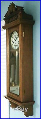 Vintage Modern German Westminster Chime Highly Carved Large Wall Clock Serviced