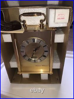 Vintage NIB Seiko Westminster Quartz QQF 142G Mantel Chime Clock Gold Complete