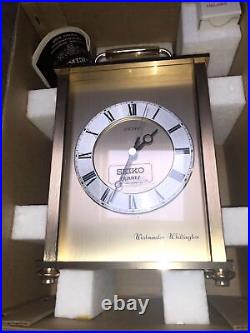 Vintage NIB Seiko Westminster Quartz QQF 142G Mantel Chime Clock Gold Complete