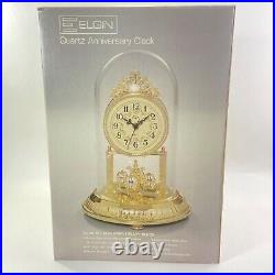 Vintage New Elgin Anniversary Clock Model E-165 Original Packaging Dome Garland