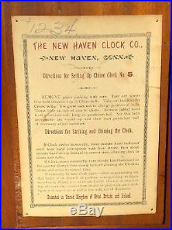 Vintage New Haven Westminster Chime Clock No. 5 Mantle Clock