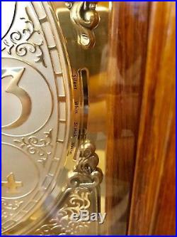Vintage Oak Ridgeway Curio Moon Phase Westminster Grandfather Clock 3 Chime Rare