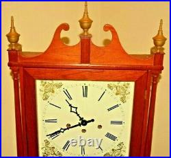 Vintage Original Antique Pillar & Scroll Reverse Painted Mahogany Bracket Clock