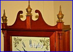 Vintage Original Antique Pillar & Scroll Reverse Painted Mahogany Bracket Clock