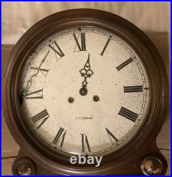 Vintage P F Bollenback Wall Mount 8-Day Chime Clock With Pendulum Large 42 in