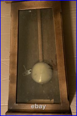 Vintage P F Bollenback Wall Mount 8-Day Chime Clock With Pendulum Large 42 in