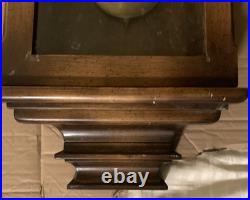 Vintage P F Bollenback Wall Mount 8-Day Chime Clock With Pendulum Large 42 in