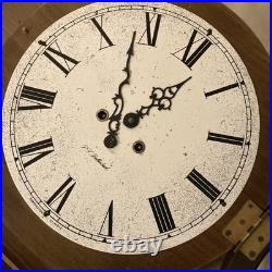 Vintage P F Bollenback Wall Mount 8-Day Chime Clock With Pendulum Large 42 in