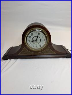 Vintage Plymouth Electric Tambour Mantel Clock Westminster Chime Works Wood USA Vintage Plymouth Electric Tambour Mantel Clock Westminster Chime Works Wood USA