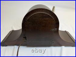 Vintage Plymouth Electric Tambour Mantel Clock Westminster Chime Works Wood USA