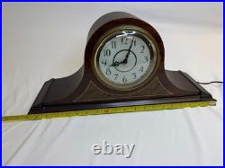 Vintage Plymouth Electric Tambour Mantel Clock Westminster Chime Works Wood USA