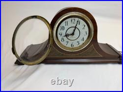 Vintage Plymouth Electric Tambour Mantel Clock Westminster Chime Works Wood USA