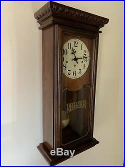 Vintage Regulator Wall Clock Hamilton Westminster Chime Large Wood Case