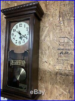 Vintage Regulator Wall Clock Hamilton Westminster Chime Large Wood Case