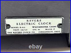 Vintage Revere Co. R-913 Westminster Chime Telechron 16.5 Mantle Clock Tested