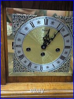 Vintage Ridgeway Franz Hermle 2 Jewels Chime Mantle Clock Walnut Finish Works