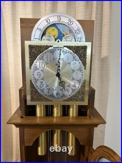 Vintage Ridgeway Grandfather Clock Maple Finish Mechanical Westminster Chime