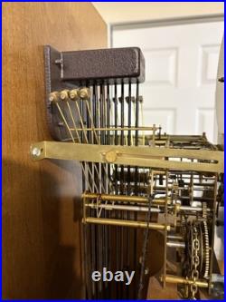 Vintage Ridgeway Grandfather Clock Maple Finish Mechanical Westminster Chime