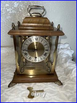 Vintage Schatz 8-Day Triple Chime W3 7 Jewel Mantel Clock Wood Case With Key