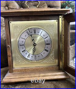 Vintage Seiko Wood Case Mantle Quartz Clock Aqf 152 Chimes Westminster Brass