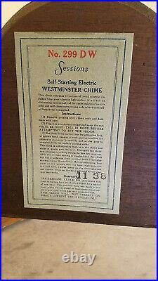 Vintage Sessions 299DW Quartz Deco Mantel Clock Westminster Chime Strike 1938 #1