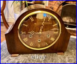 Vintage Smiths Oak Mantel Clock Westminster Chime Fully Serviced