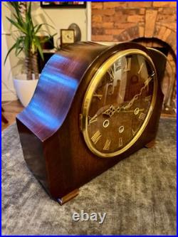 Vintage Smiths Oak Mantel Clock Westminster Chime Fully Serviced